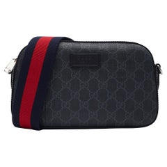 Gucci GG Supreme Black Monogram Web Shoulder Bag