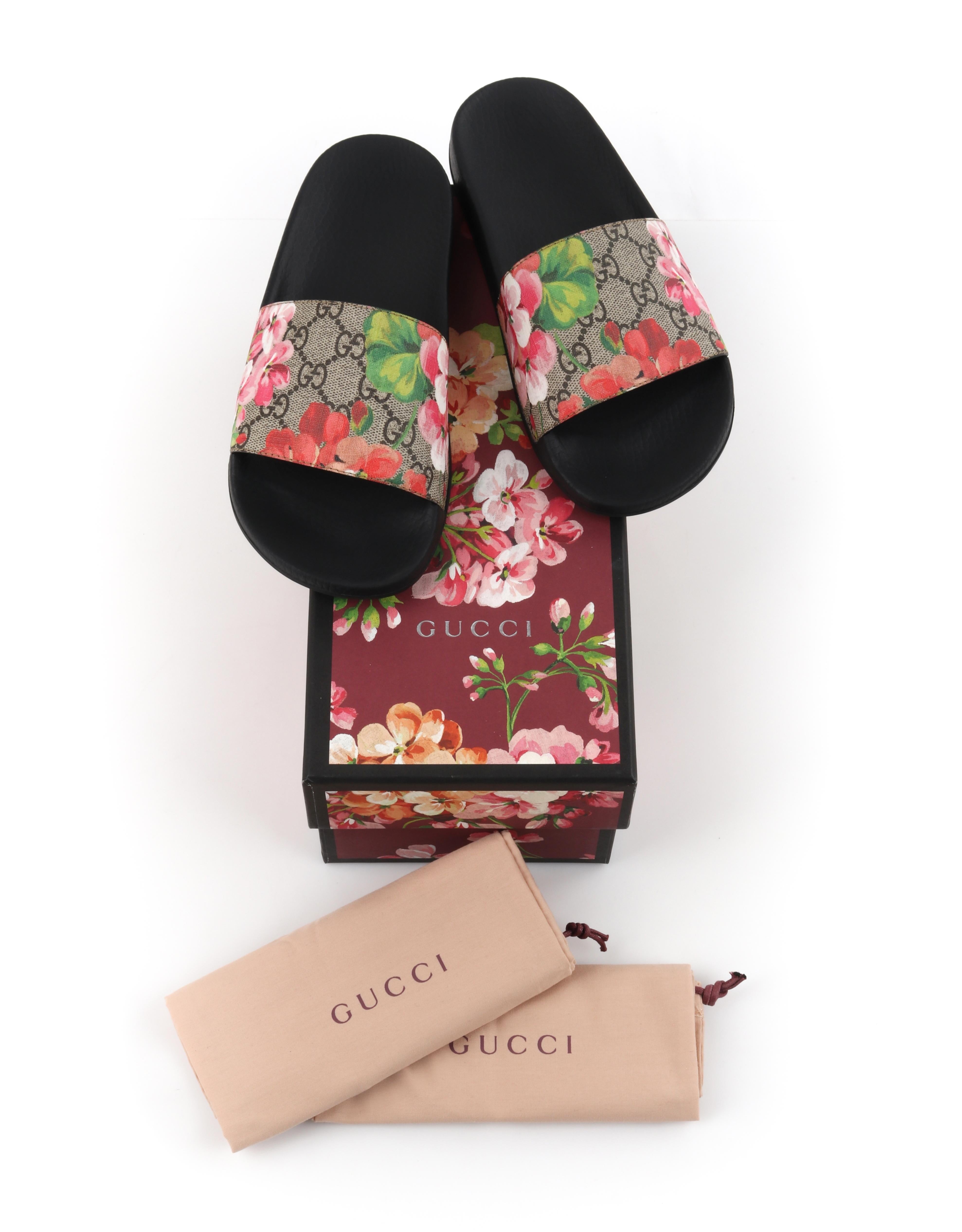 GUCCI “GG Supreme Blooms” Floral Print Supreme Slide Sandals W/ Box at  1stDibs | gucci floral slides, gucci flower slides, floral gucci slides