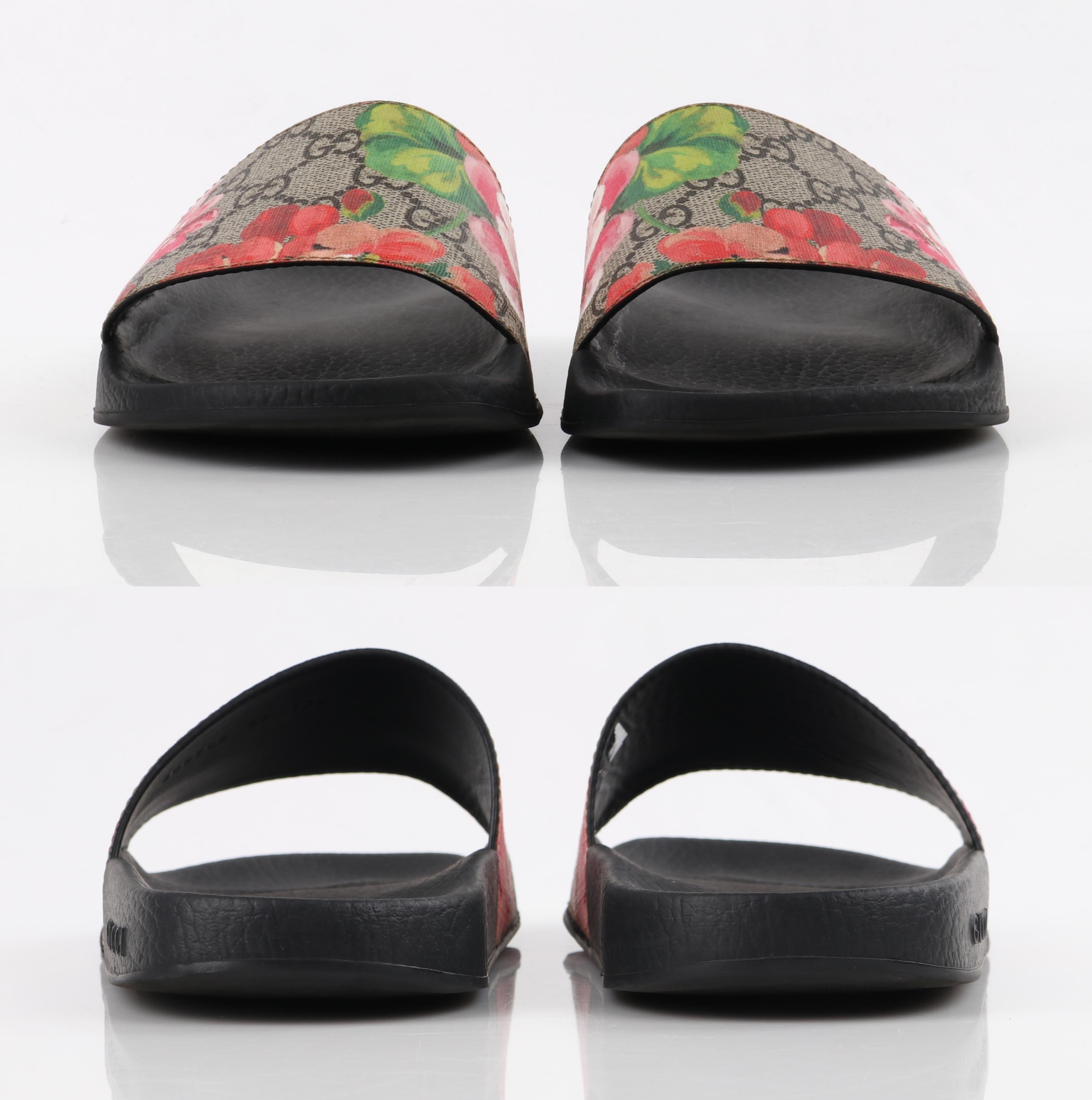 Women's GUCCI “GG Supreme Blooms” Floral Print Supreme Slide Sandals W/ Box