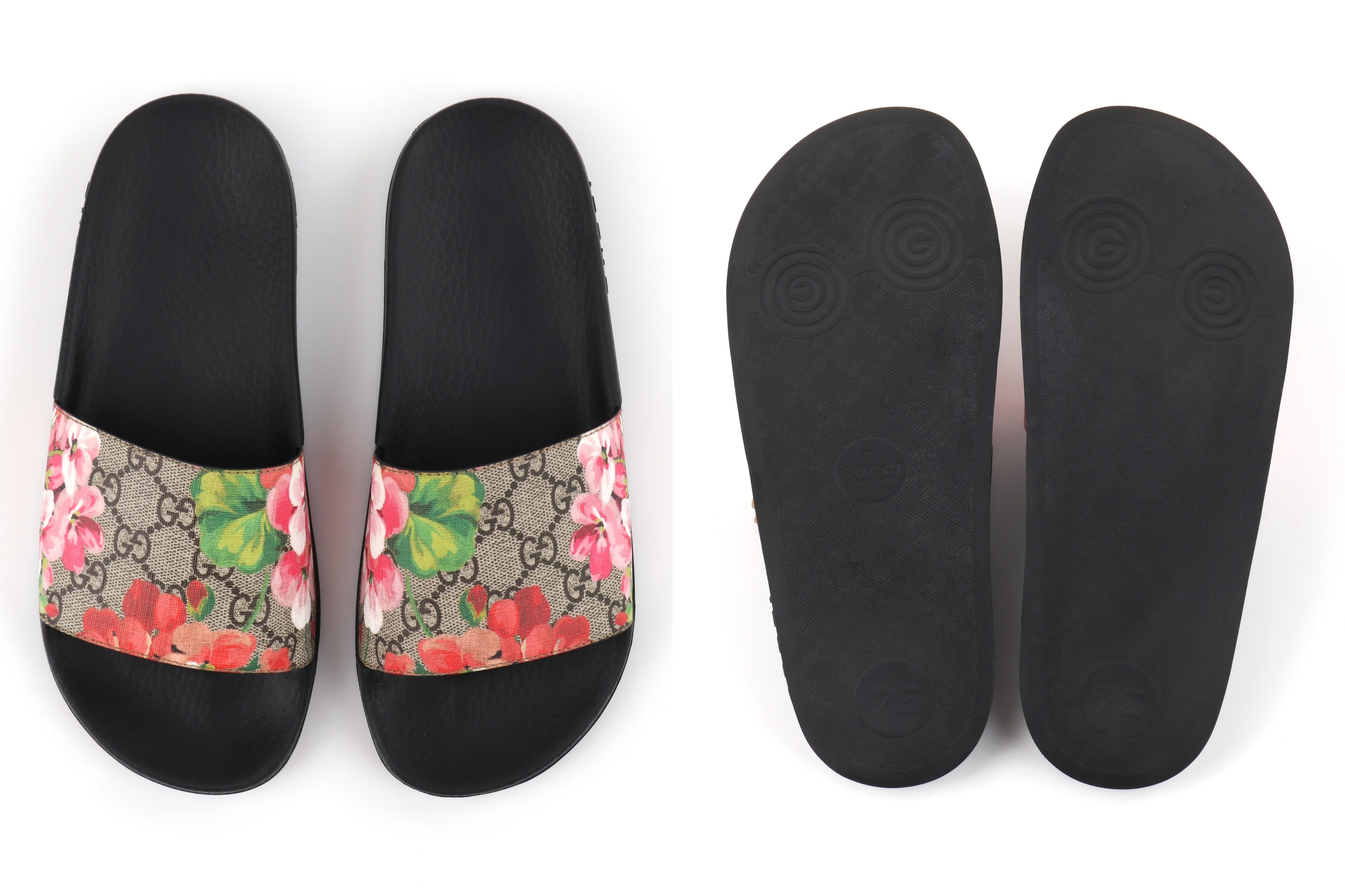GUCCI “GG Supreme Blooms” Floral Print Supreme Slide Sandals W/ Box 1