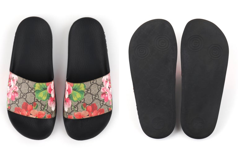 GUCCI “GG Supreme Blooms” Floral Print Supreme Slide Sandals W/ Box at  1stDibs | gucci floral slides, gucci flower slides, floral gucci slides