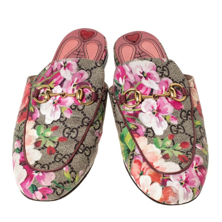 Gucci GG Supreme Blooms Printed Canvas Princetown Horsebit Loafer ...
