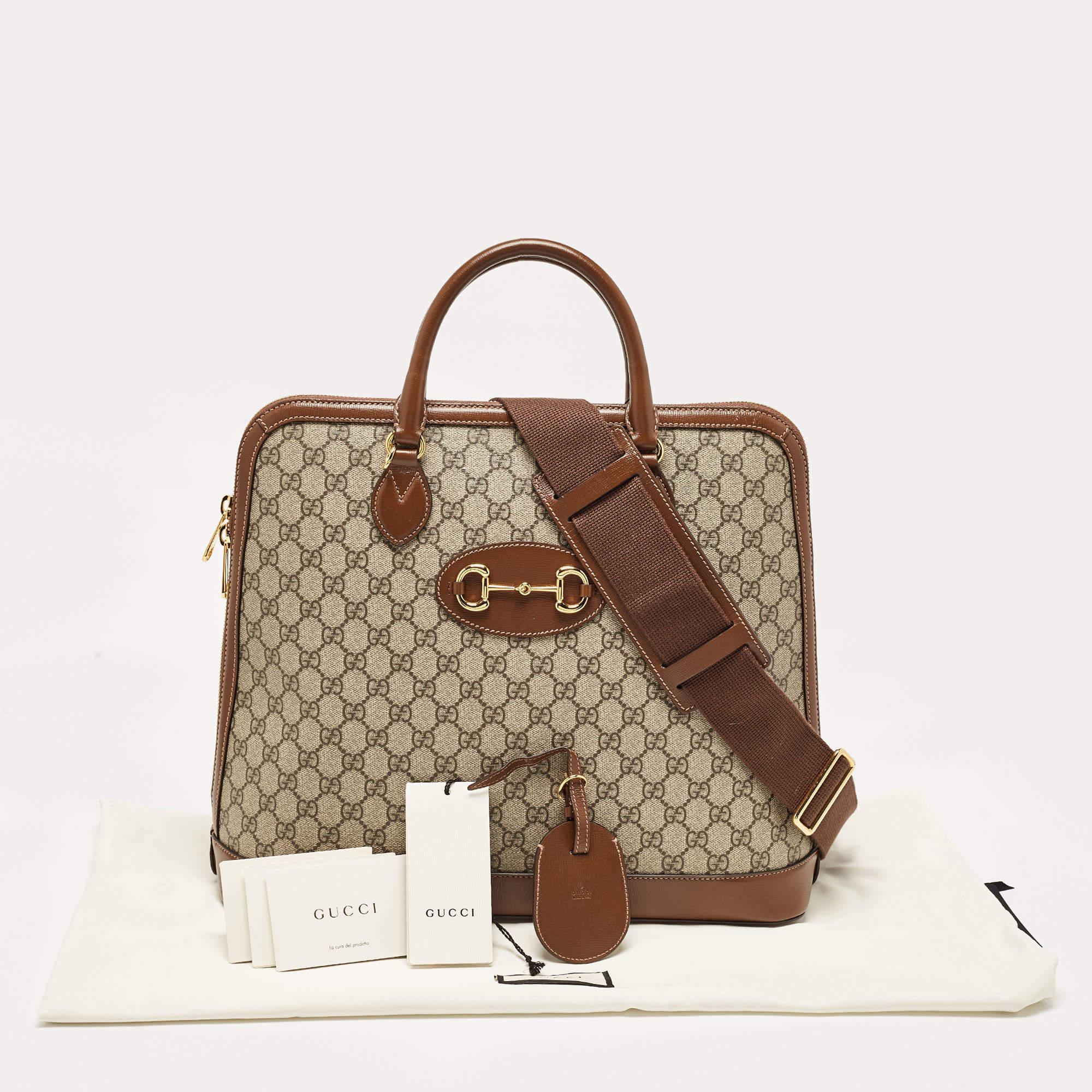 Gucci  GG Supreme Canvas and Leather Horsebit 1955 Duffel Bag 6