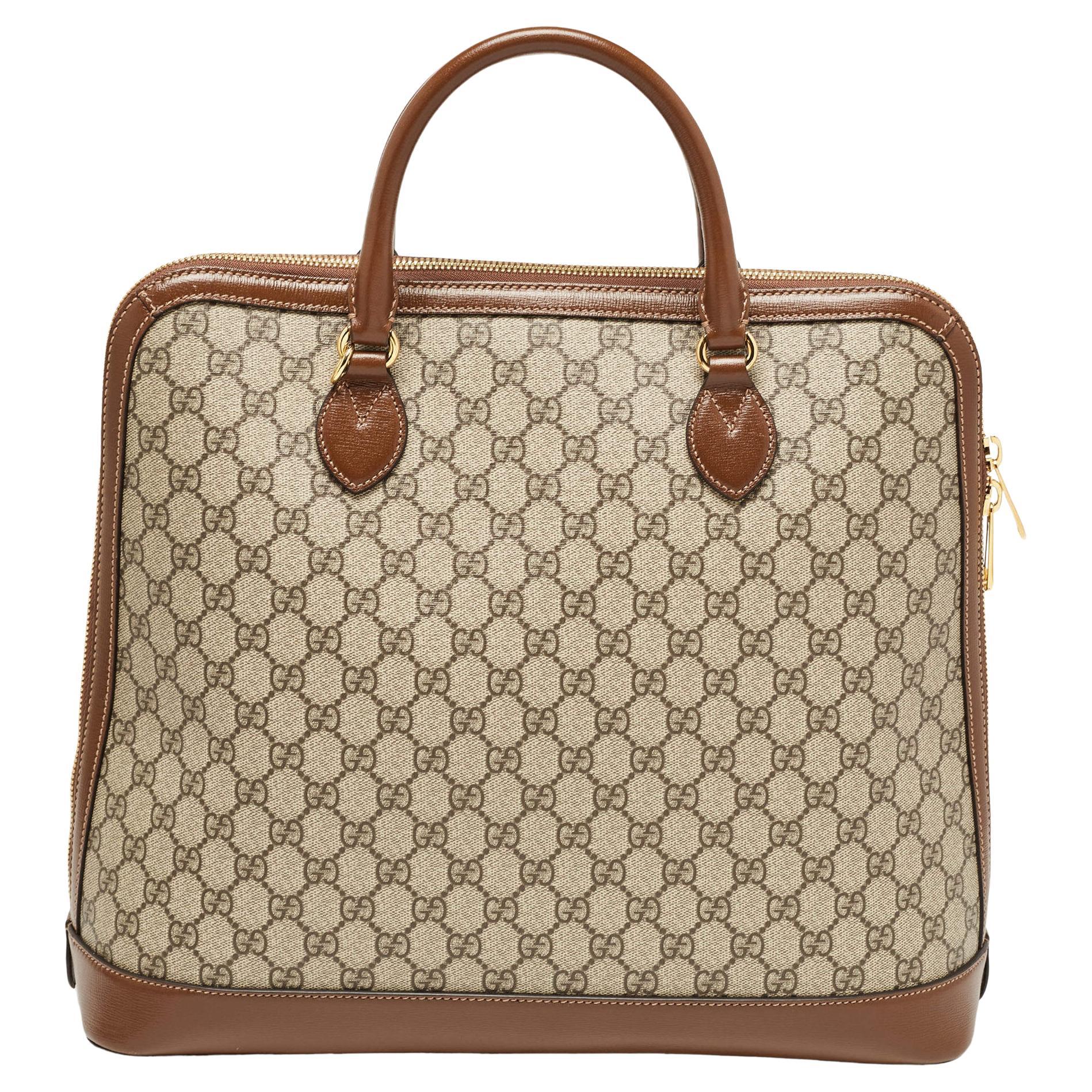 Brown Gucci  GG Supreme Canvas and Leather Horsebit 1955 Duffel Bag