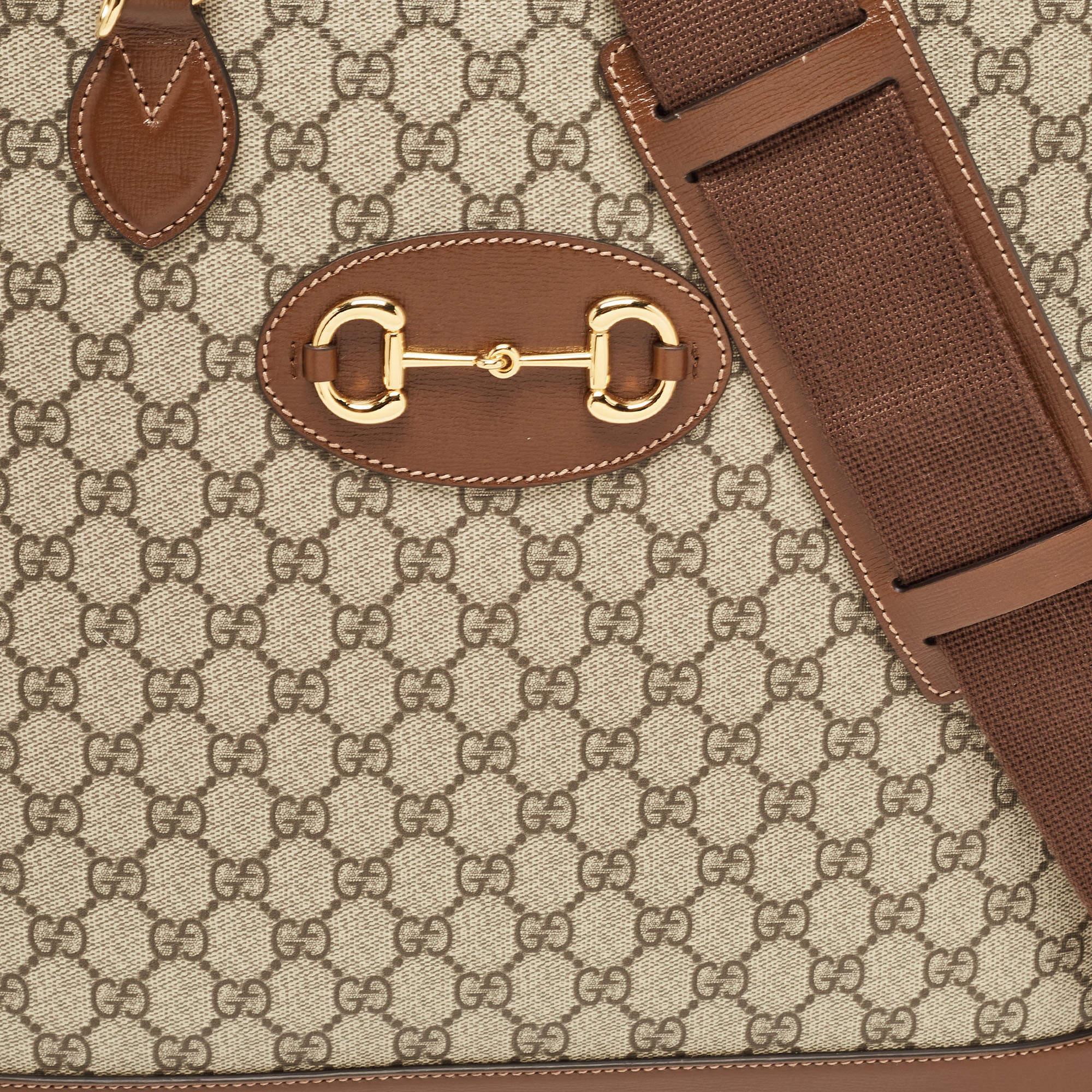 Gucci  GG Supreme Canvas and Leather Horsebit 1955 Duffel Bag 3