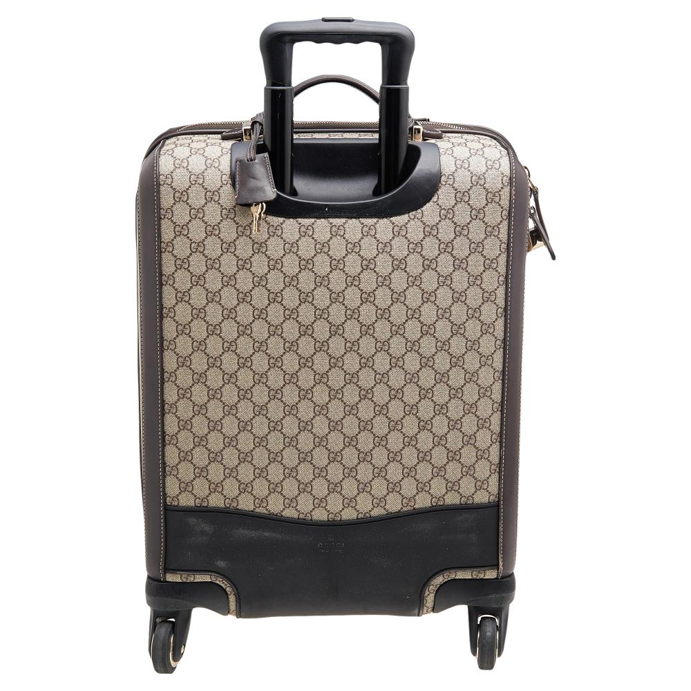 Gucci  GG Supreme Canvas And Leather Medium Four Wheel Carry-On Suitcase 5