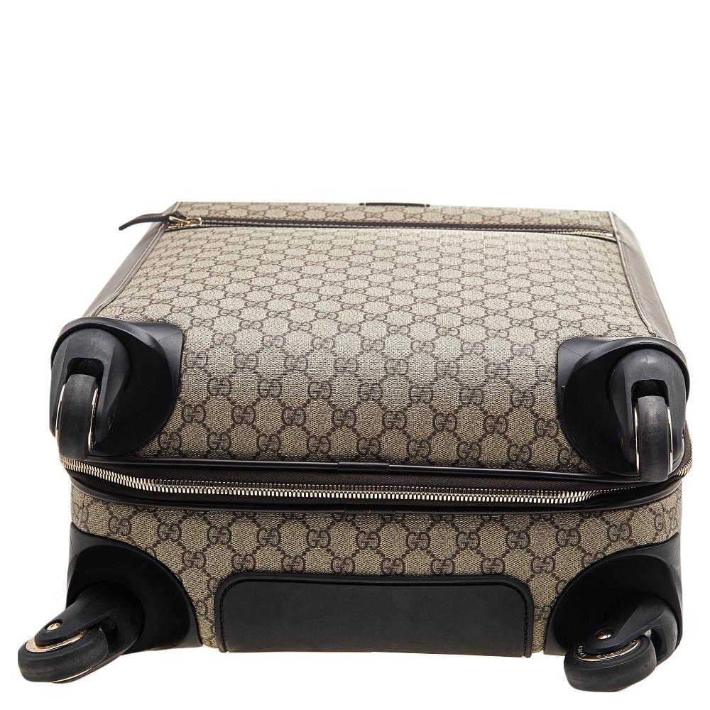 Gucci  GG Supreme Canvas And Leather Medium Four Wheel Carry-On Suitcase 3