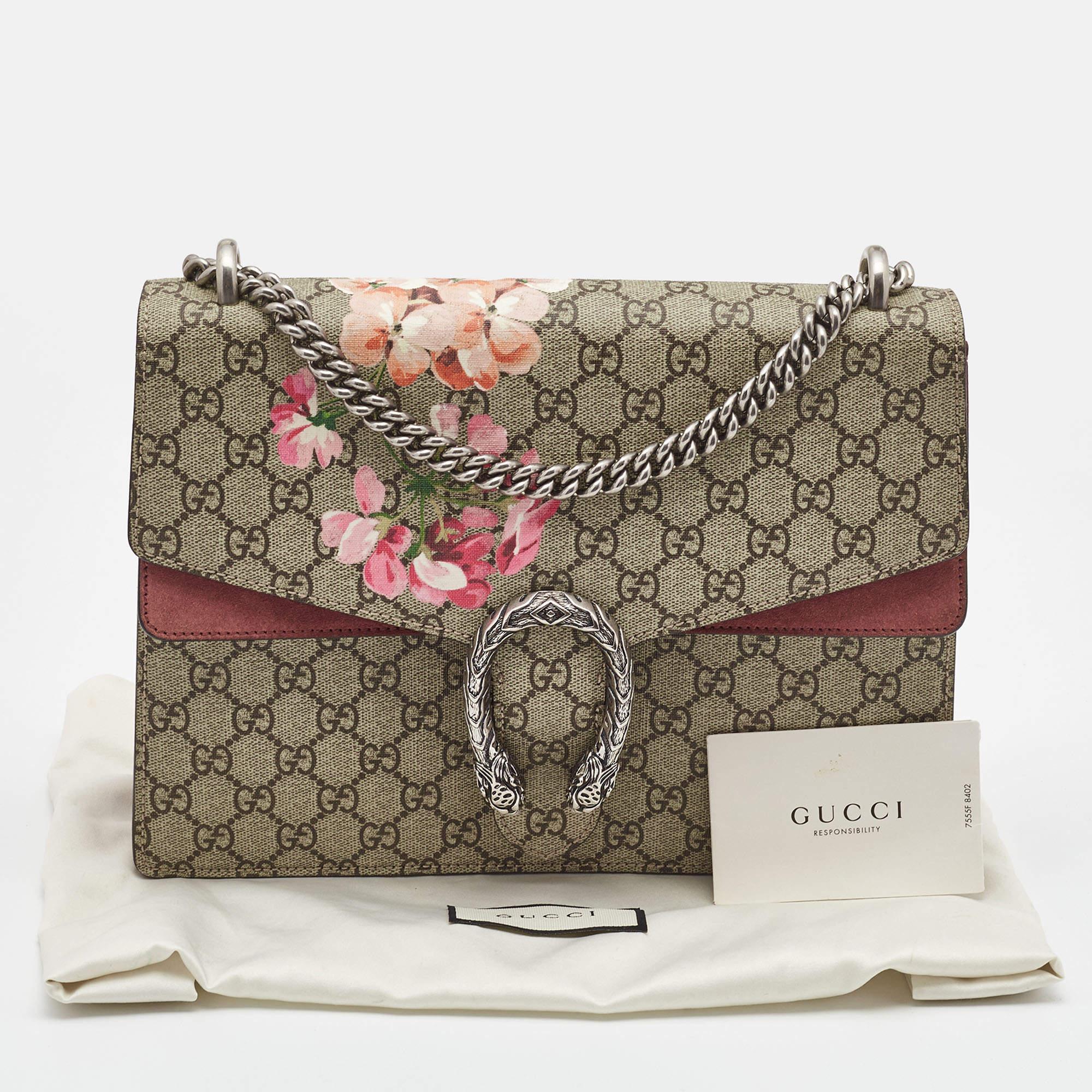 Gucci GG Supreme Canvas and Suede Medium Blooms Dionysus Shoulder Bag 9