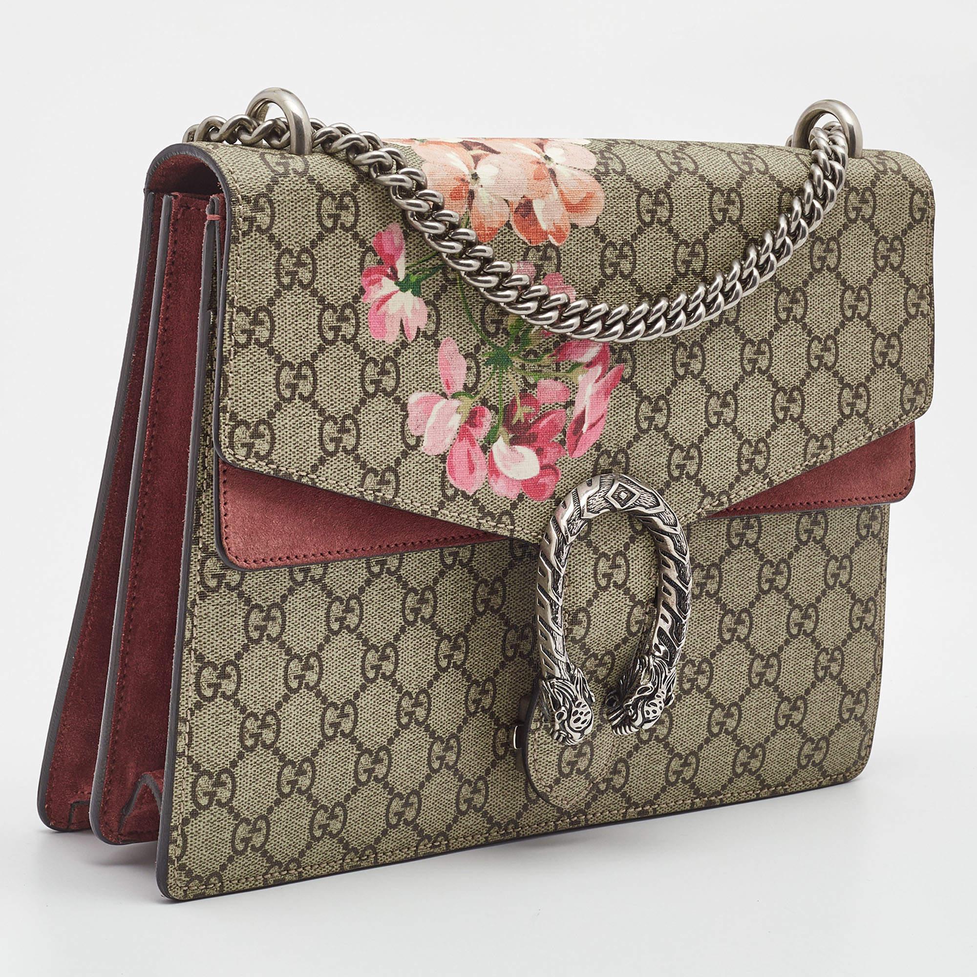 Women's Gucci GG Supreme Canvas and Suede Medium Blooms Dionysus Shoulder Bag