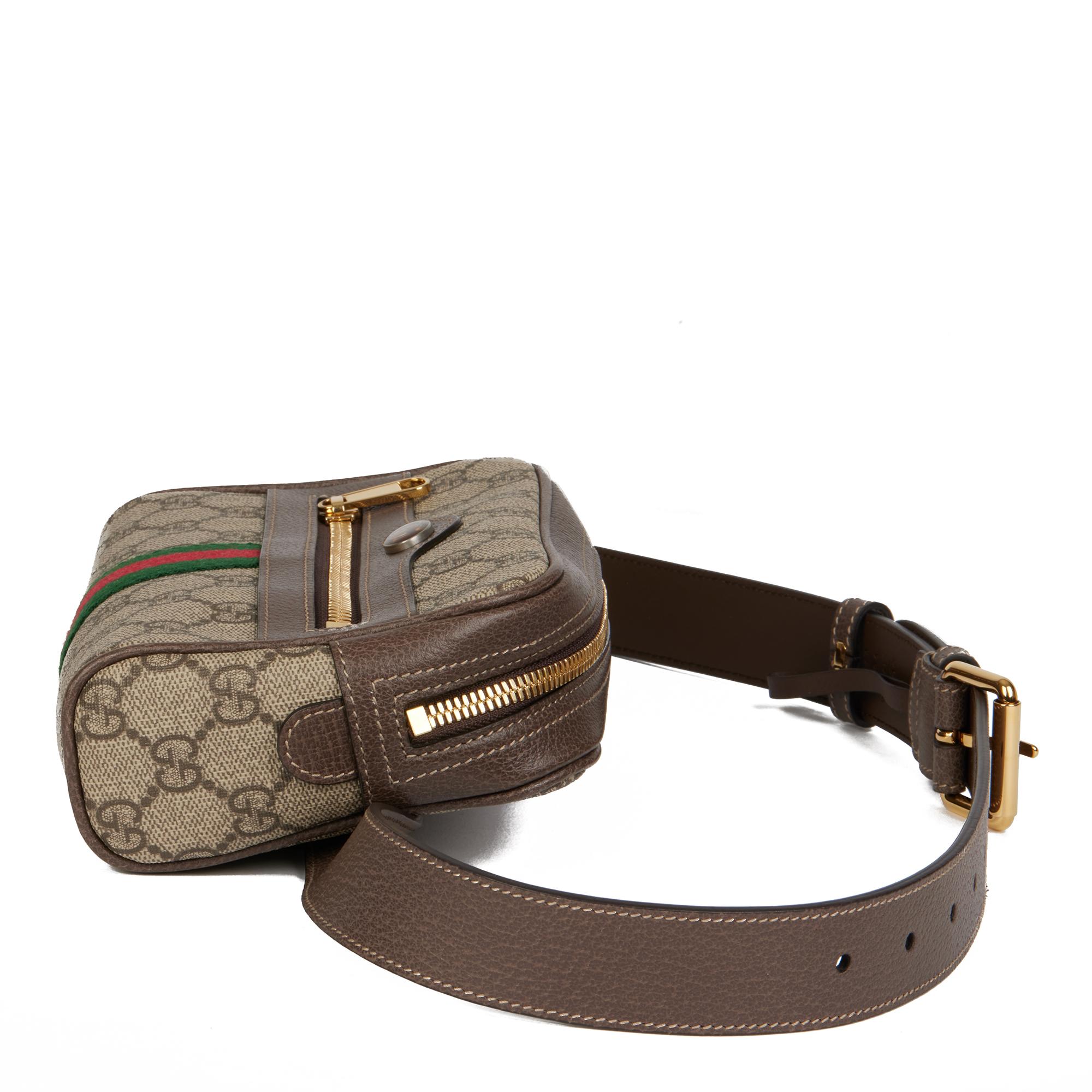 Women's GUCCI GG Supreme Canvas & Brown Pigskin Leather Web Small Orphidia Belt Bag