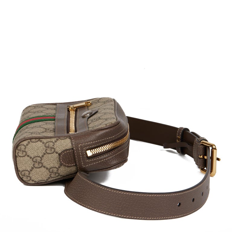 GUCCI GG Supreme Canvas and Brown Pigskin Leather Web Small Orphidia Belt  Bag at 1stDibs