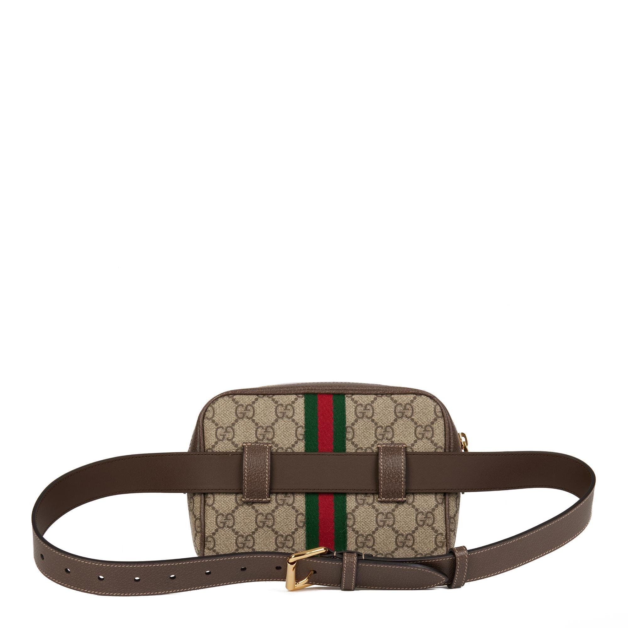 GUCCI GG Supreme Canvas & Brown Pigskin Leather Web Small Orphidia Belt Bag 1
