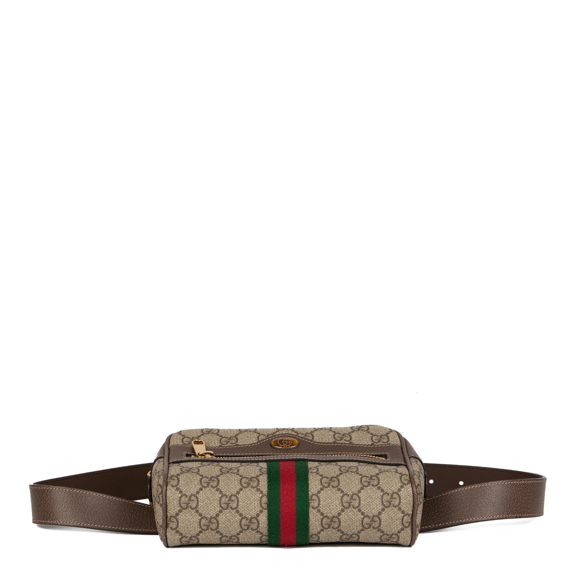 GUCCI GG Supreme Canvas & Brown Pigskin Leather Web Small Orphidia Belt Bag 2