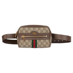 GUCCI GG Supreme Canvas & Brown Pigskin Leather Web Small Orphidia Belt Bag