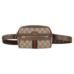 GUCCI GG Supreme Canvas & Brown Pigskin Leather Web Small Orphidia Belt Bag