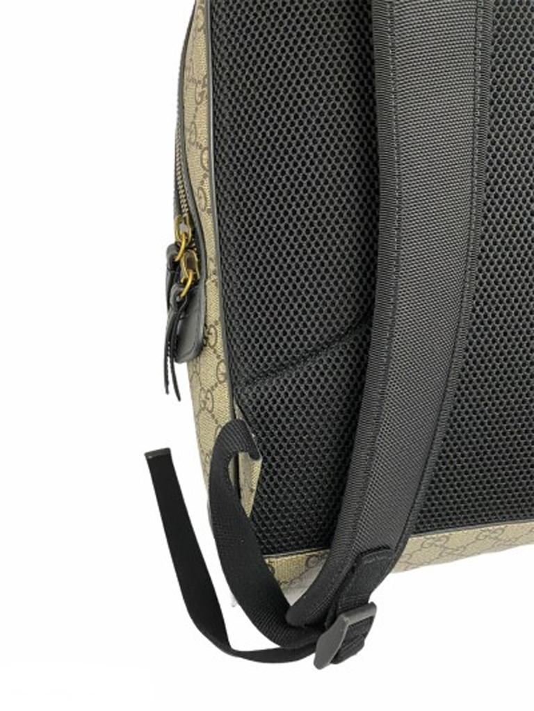 Brown Gucci GG Supreme Canvas Snake Backpack