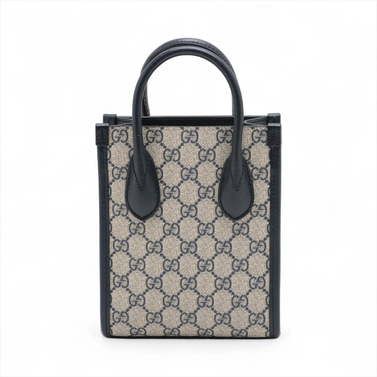 *Gucci GG Supreme Canvas Unisex Small Tote Crossbody Bag Navy Blue (Grau) im Angebot