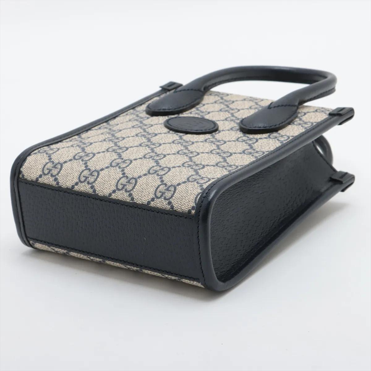 *Gucci GG Supreme Canvas Unisex Small Tote Crossbody Bag Navy Blue im Zustand „Gut“ im Angebot in Indianapolis, IN
