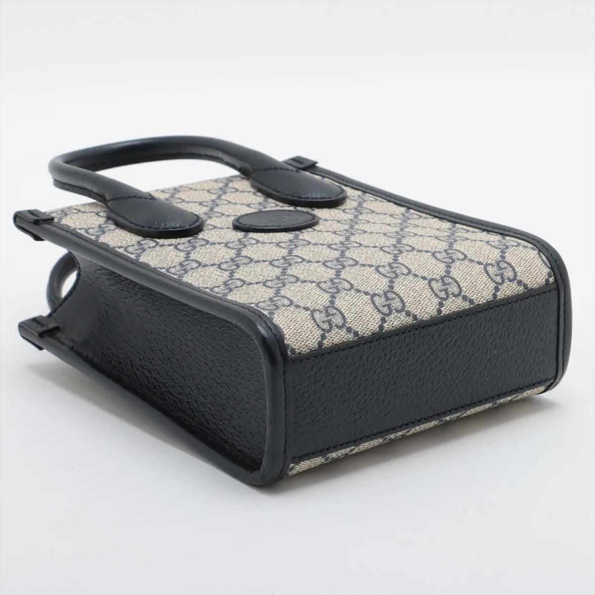 *Gucci GG Supreme Canvas Unisex Small Tote Crossbody Bag Navy Blue Damen im Angebot