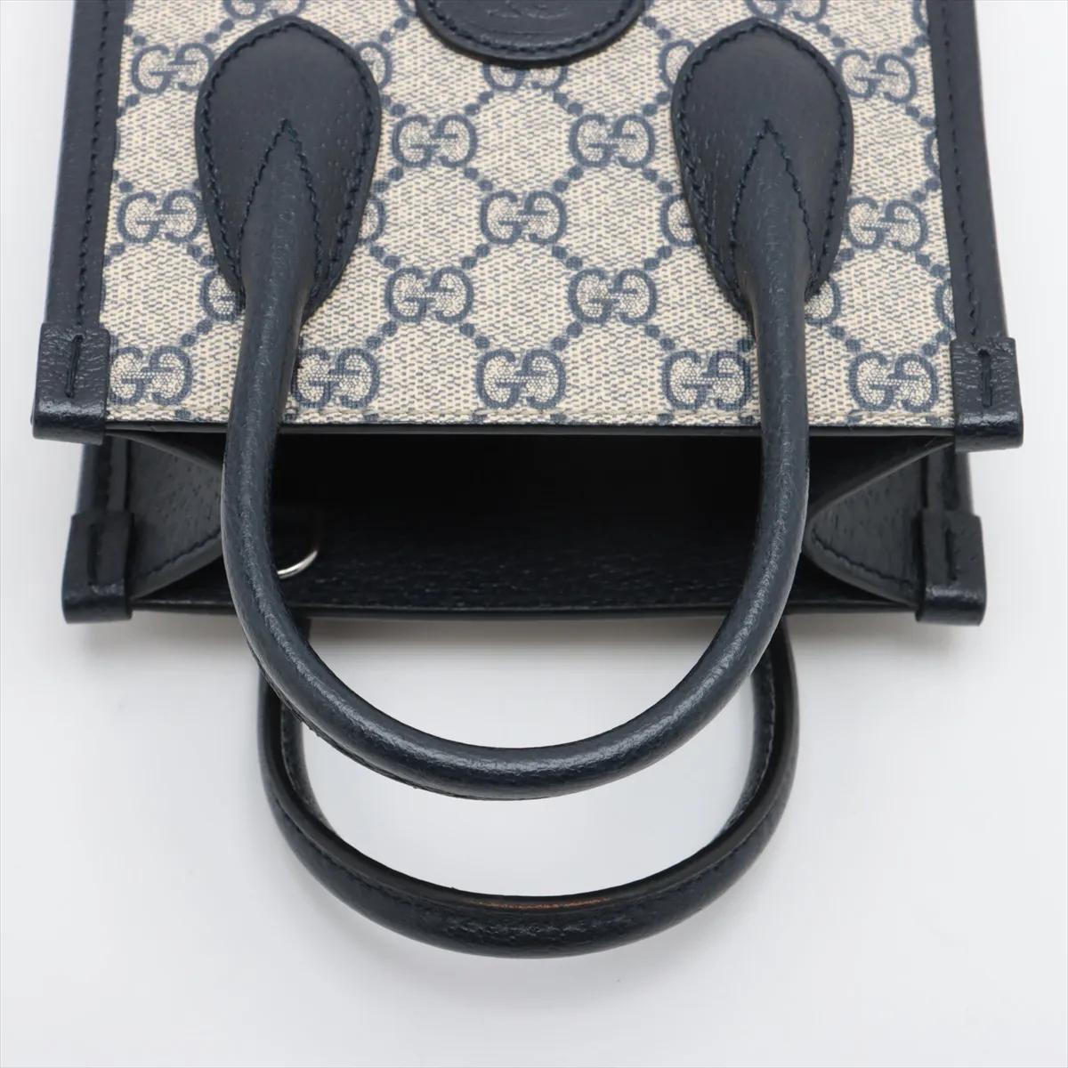 *Gucci GG Supreme Canvas Unisex Small Tote Crossbody Bag Navy Blue im Angebot 1