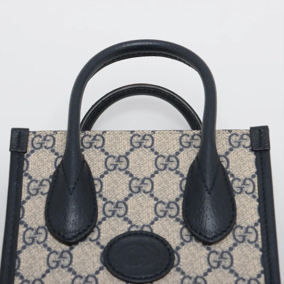 *Gucci GG Supreme Canvas Unisex Small Tote Crossbody Bag Navy Blue im Angebot 2