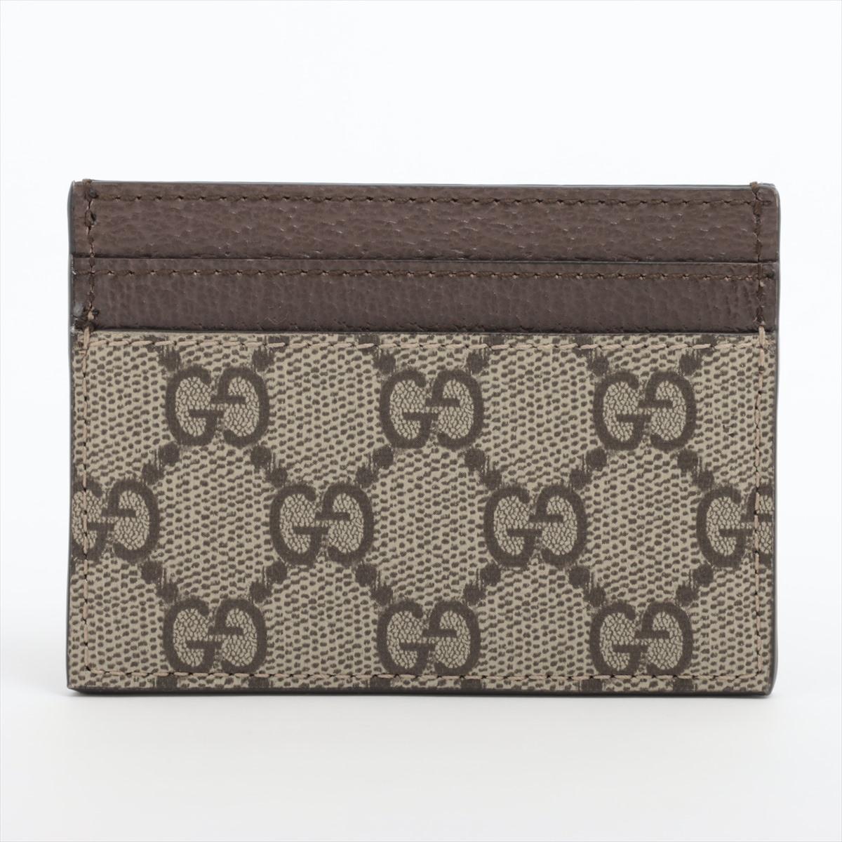 Gucci GG Supreme Card Case Brown In Good Condition For Sale In Indianapolis, IN