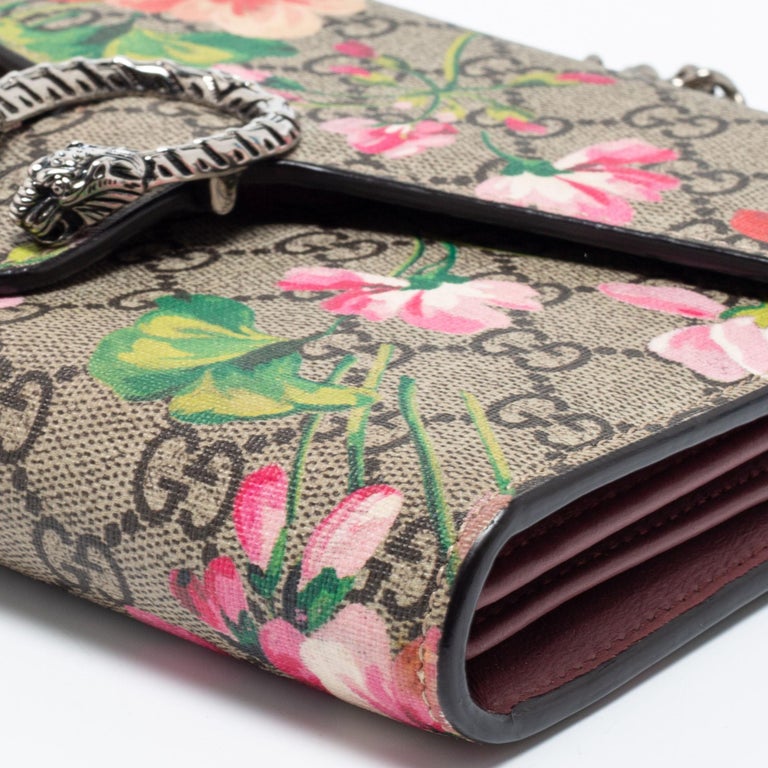 Gucci GG Supreme Coated Canvas and Leather Mini Dionysus Blooms Chain Bag  at 1stDibs