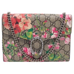 Gucci GG Supreme Mini Dionysus Blooms Kettentasche aus beschichtetem Segeltuch und Leder