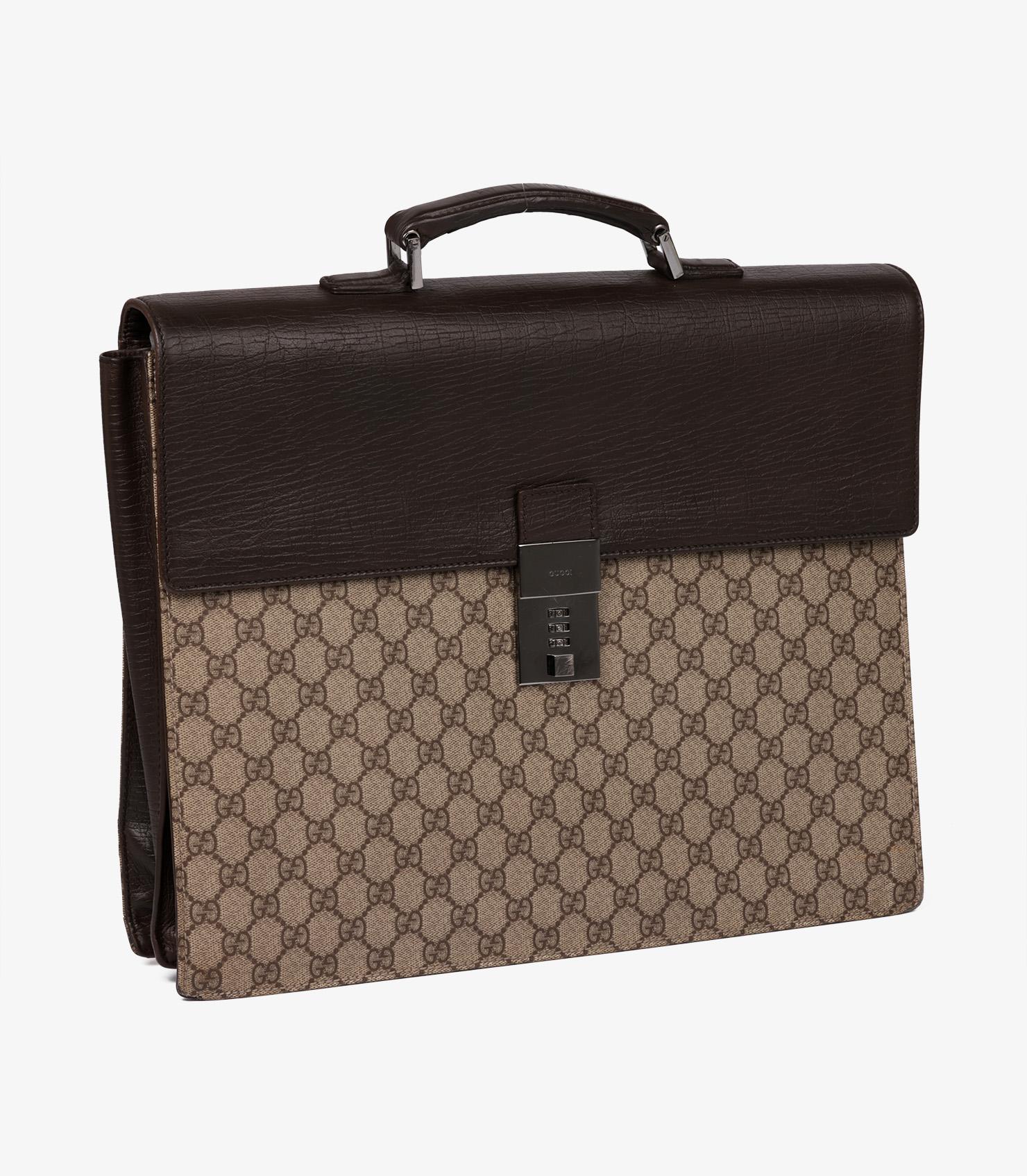 Gucci GG Supreme Coated Canvas & Brown Calfskin Leather Vintage Briefcase

Product Details
Xupes Ref: CB1340
Brand: Gucci
Model: Briefcase
Type: Business, Top Handle
Serial Number: 34045 212792
Colour: Beige, Brown
Hardware: Silver
Material(s):