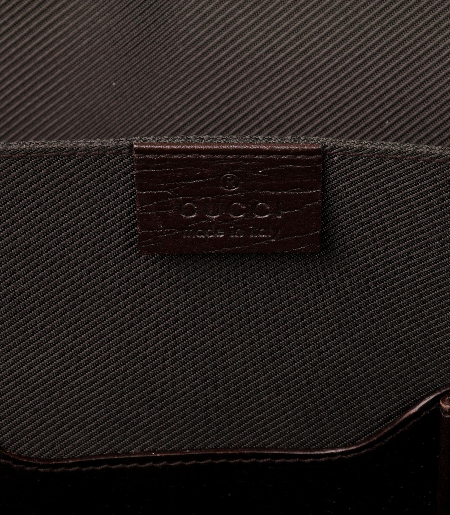 Women's or Men's Gucci GG Supreme Coated Canvas & Brown Calfskin Leather Vintage Laptop Case