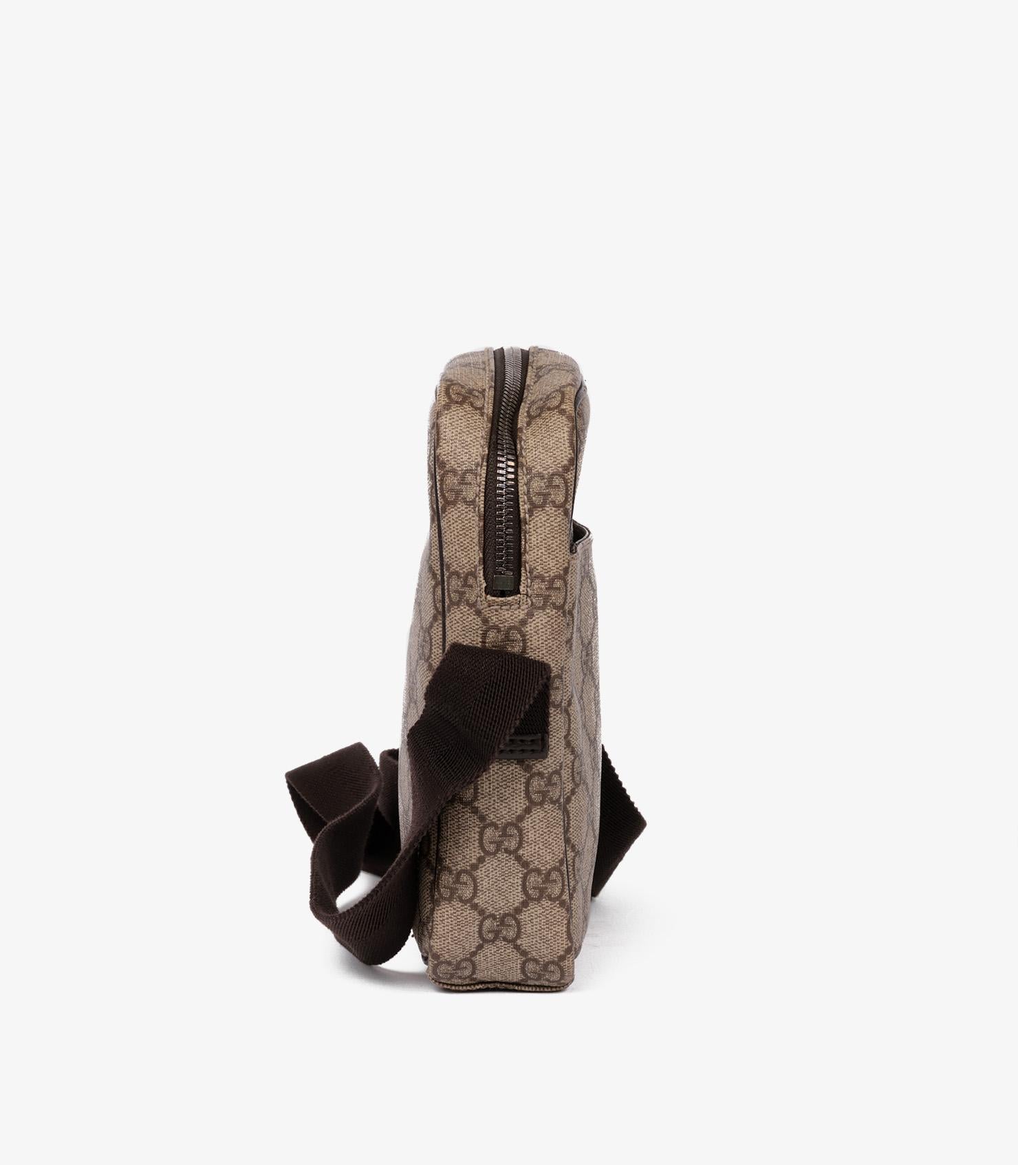 Black Gucci GG Supreme Coated Canvas & Brown Calfskin Leather Vintage Mini Messenger