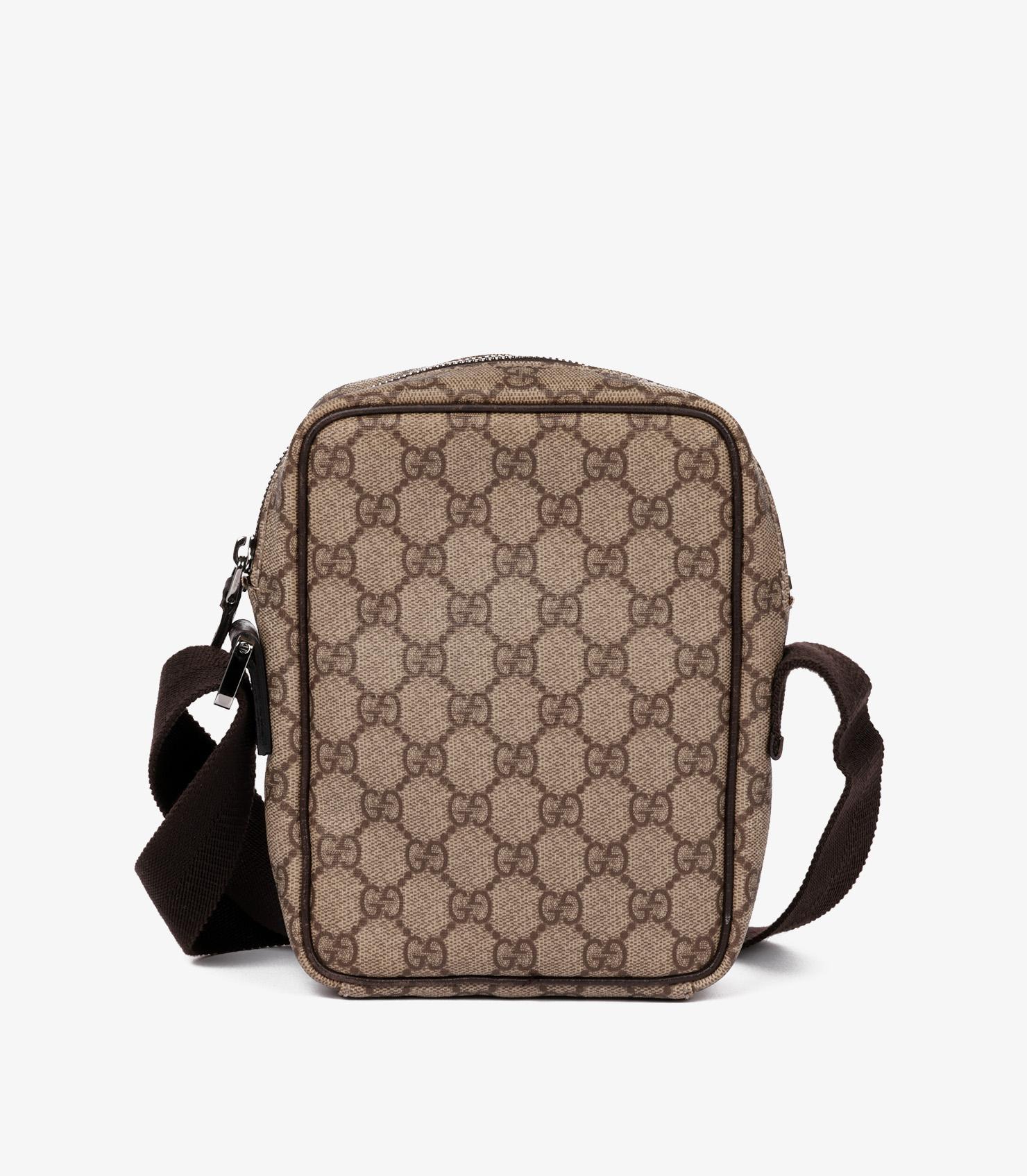 Women's or Men's Gucci GG Supreme Coated Canvas & Brown Calfskin Leather Vintage Mini Messenger