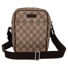 Gucci GG Supreme Coated Canvas & Brown Calfskin Leather Vintage Mini Messenger