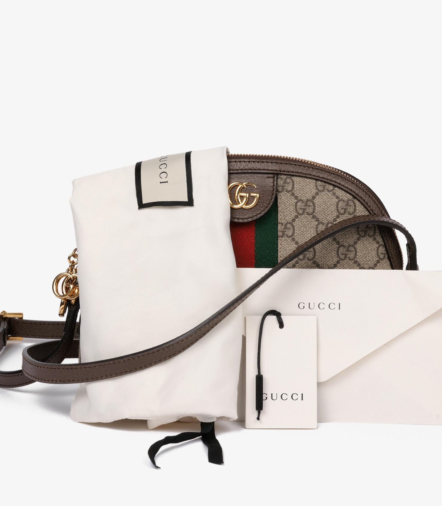 Gucci GG Supreme Coated Canvas & Brown Pigskin Leather Web Ophidia Shoulder Bag 6