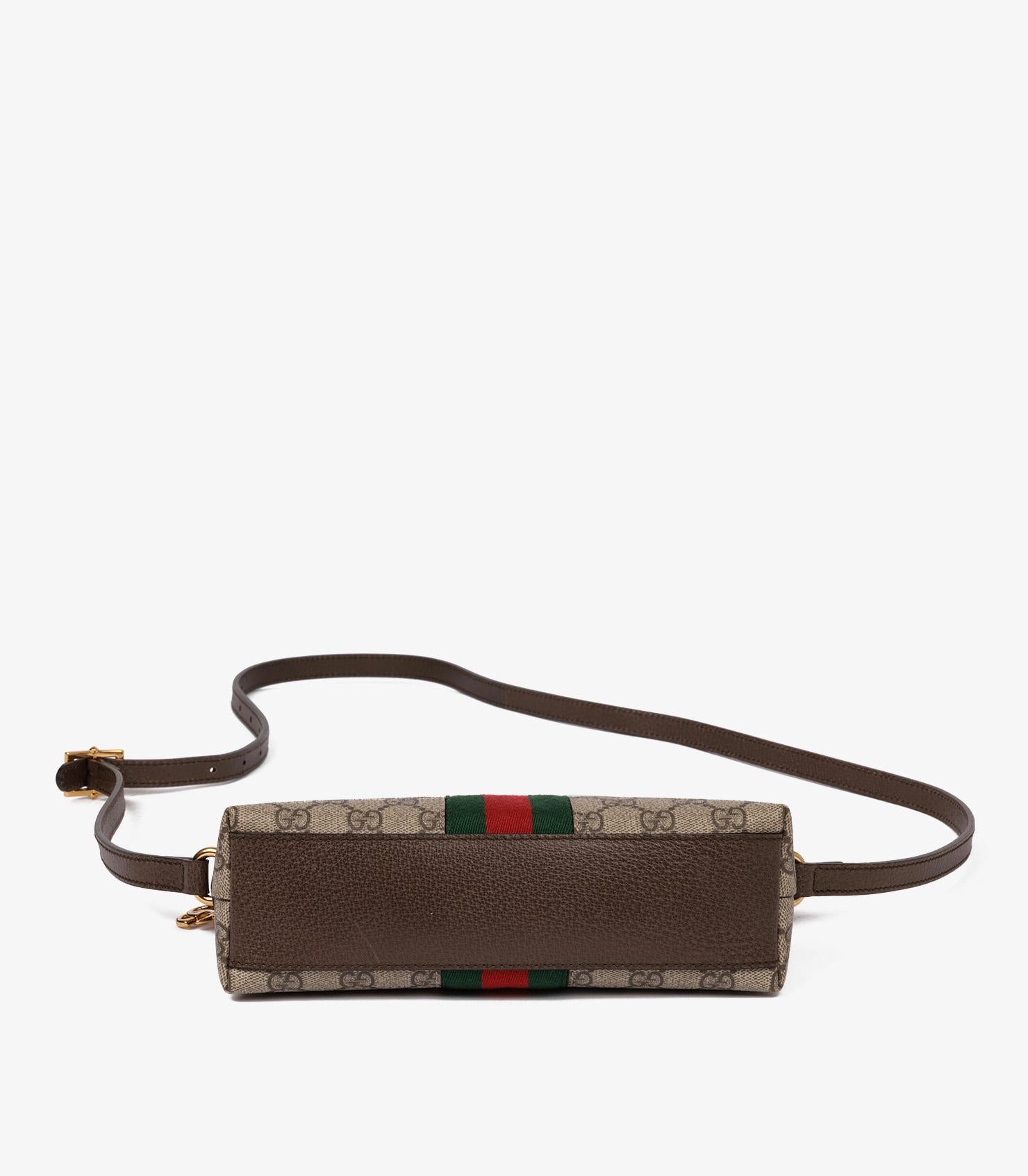 Gucci GG Supreme Coated Canvas & Brown Pigskin Leather Web Ophidia Shoulder Bag 2