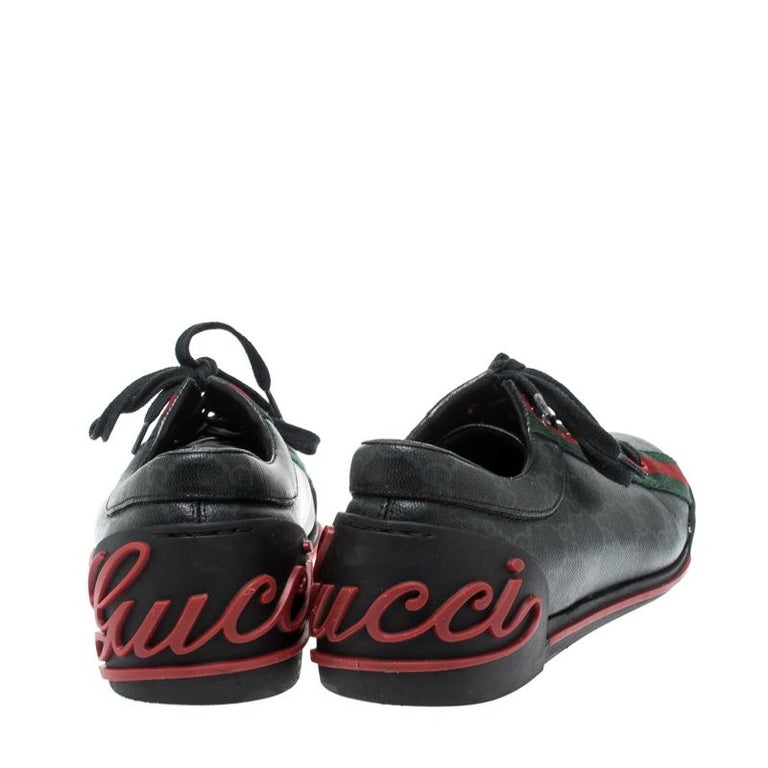 Gucci GG Supreme Coated Canvas Classic Web and Script Low Top Sneakers Size  39 For Sale at 1stDibs