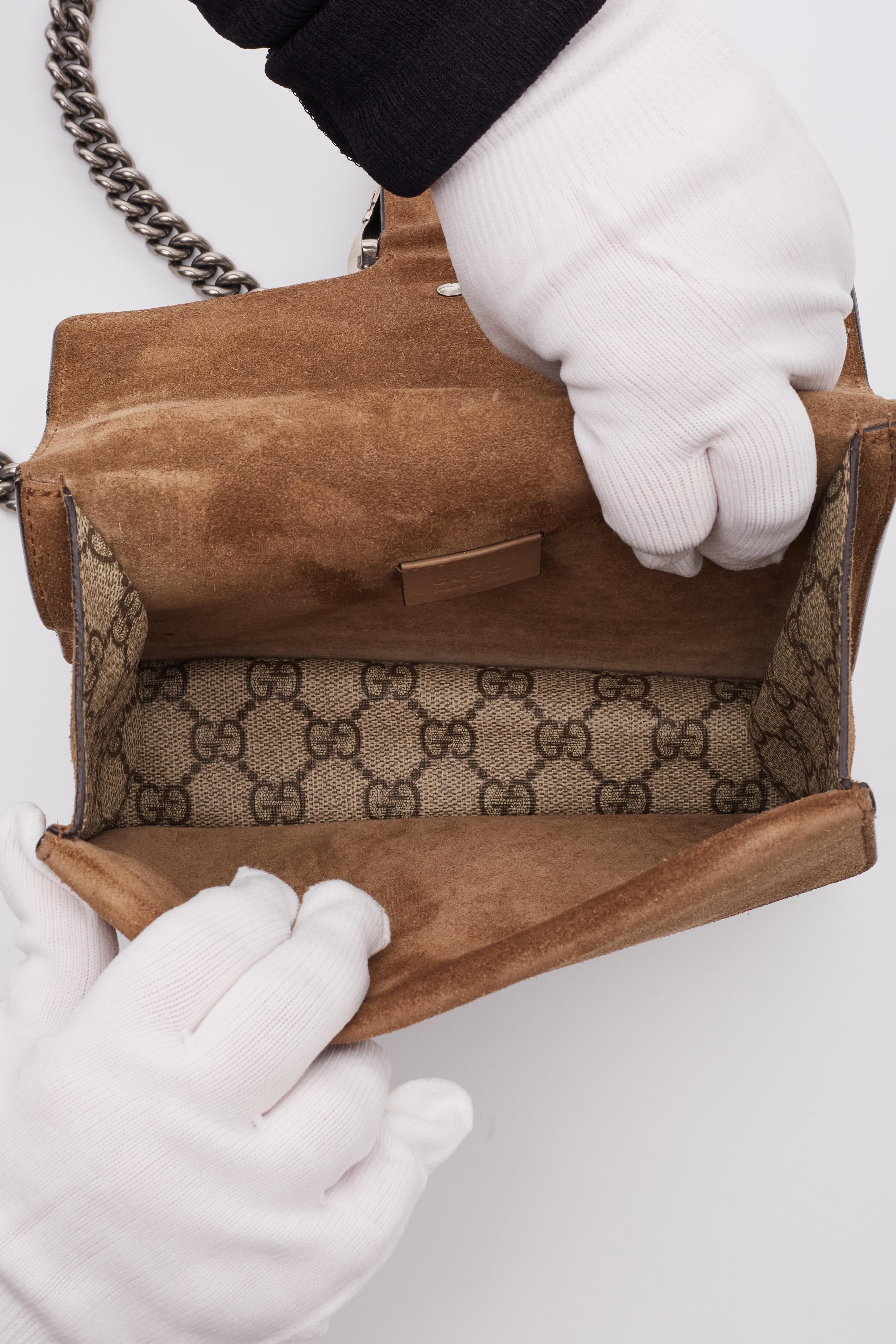 Gucci GG Supreme Ebony Monogram Dionysus Mini Bag (421970) For Sale 6