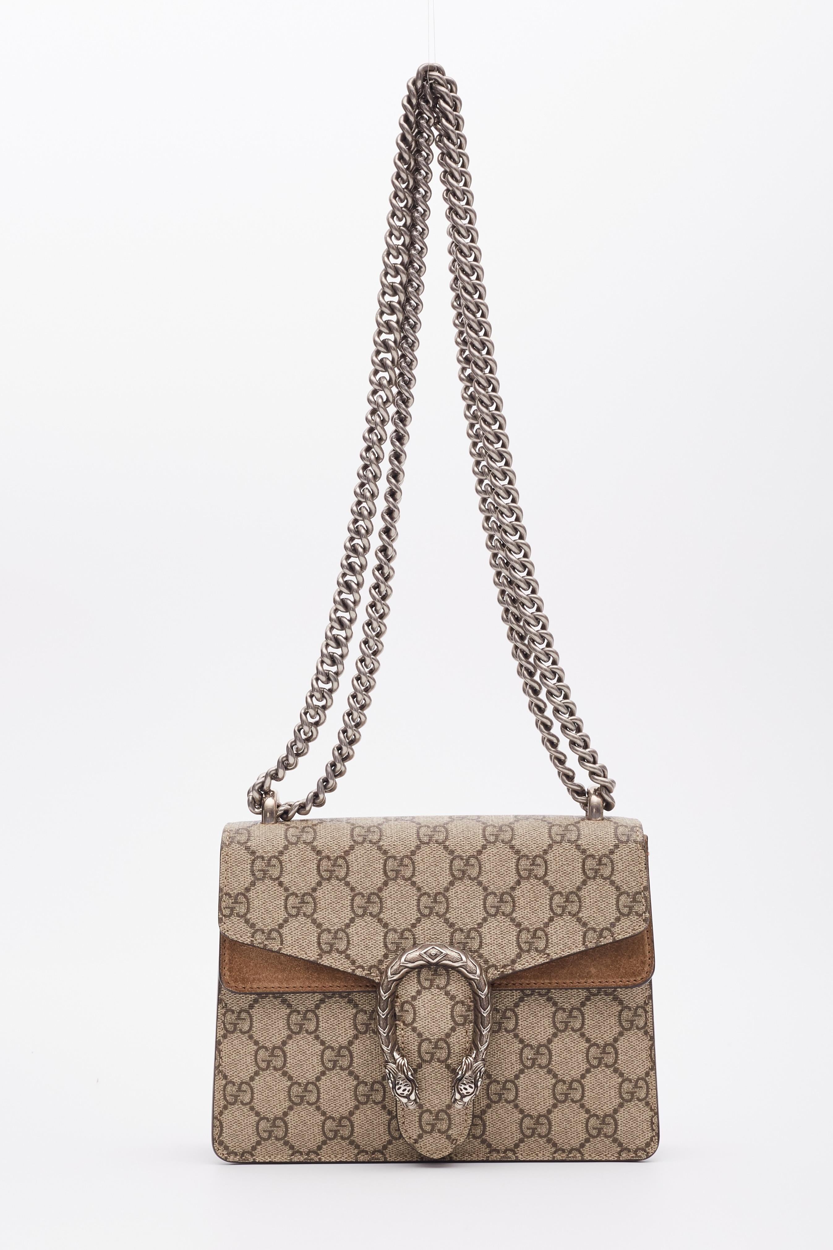 Gucci GG Supreme Ebony Monogram Dionysus Mini Bag (421970) In Good Condition For Sale In Montreal, Quebec
