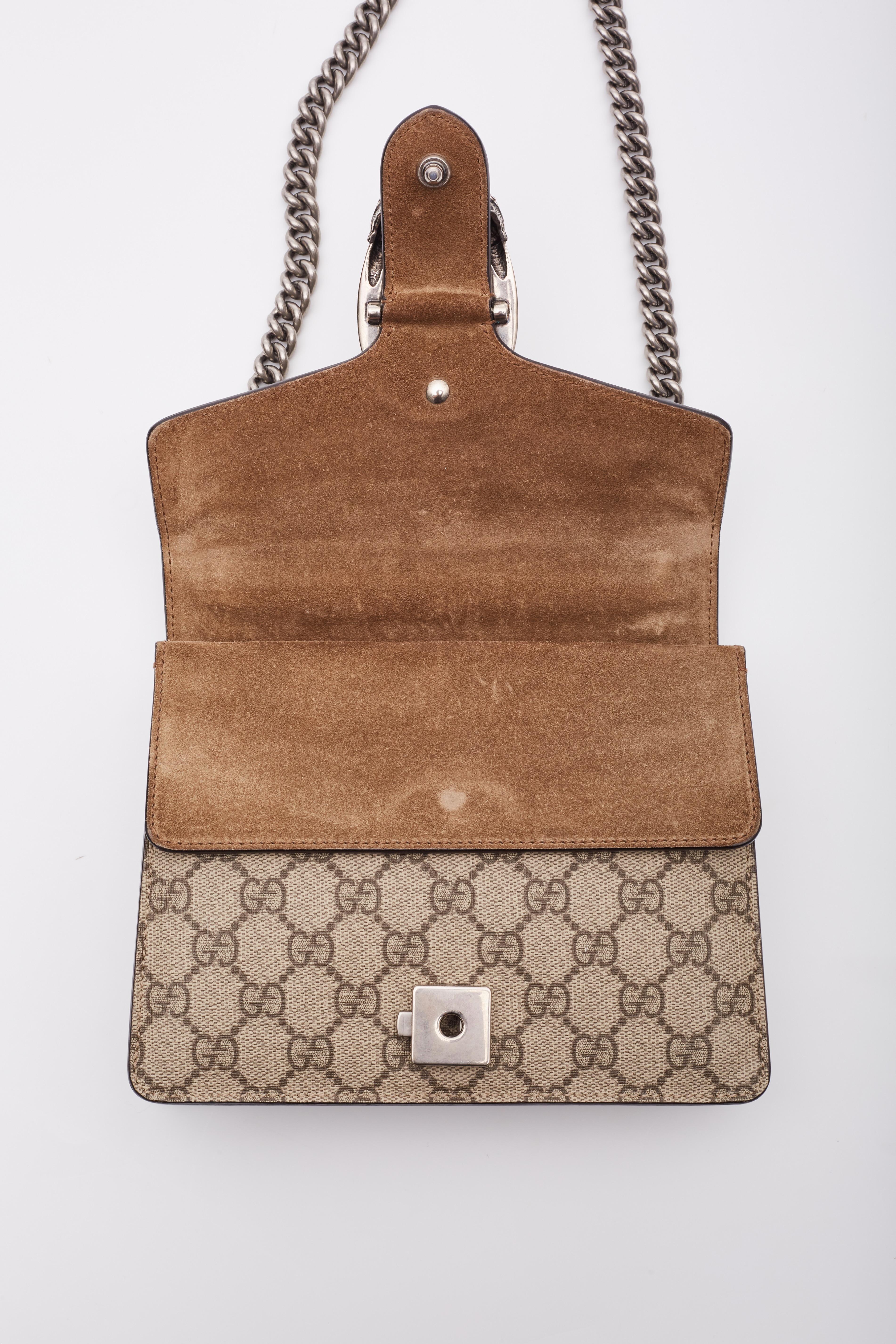 Gucci GG Supreme Ebony Monogram Dionysus Mini Bag (421970) For Sale 5
