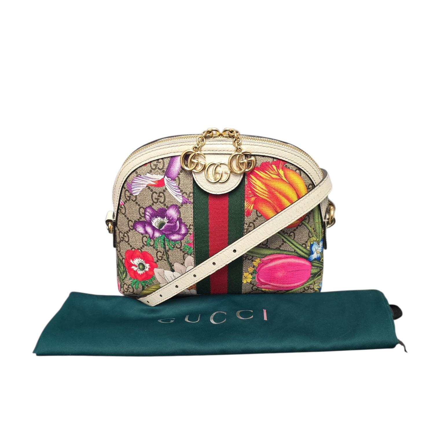 Bolso de hombro Gucci GG Supreme Flora Small Ophidia Dome en venta 6