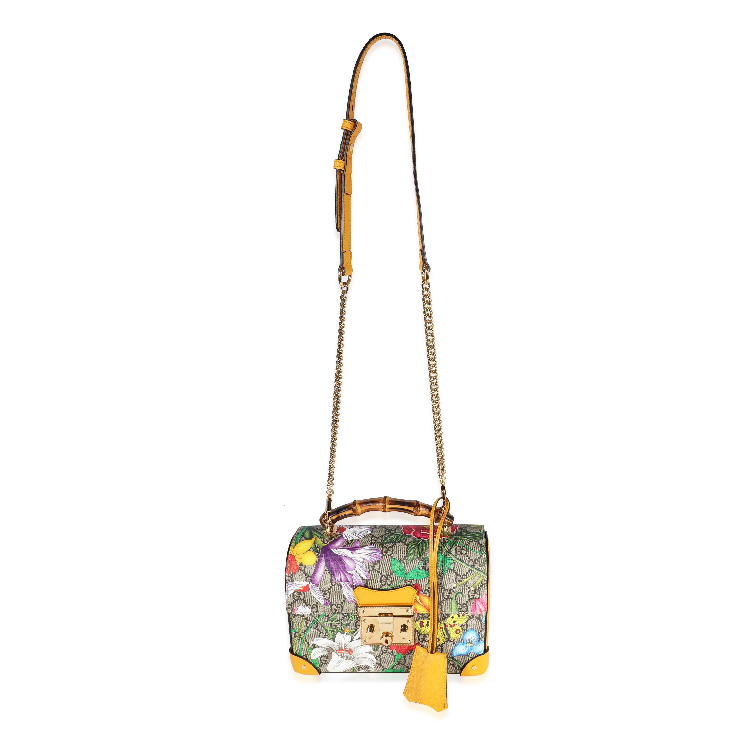 Gucci GG Supreme Flora Small Padlock Bamboo Bag For Sale at 1stDibs ...