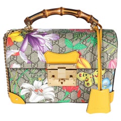 Gucci GG Supreme Flora Small Padlock Bamboo Bag