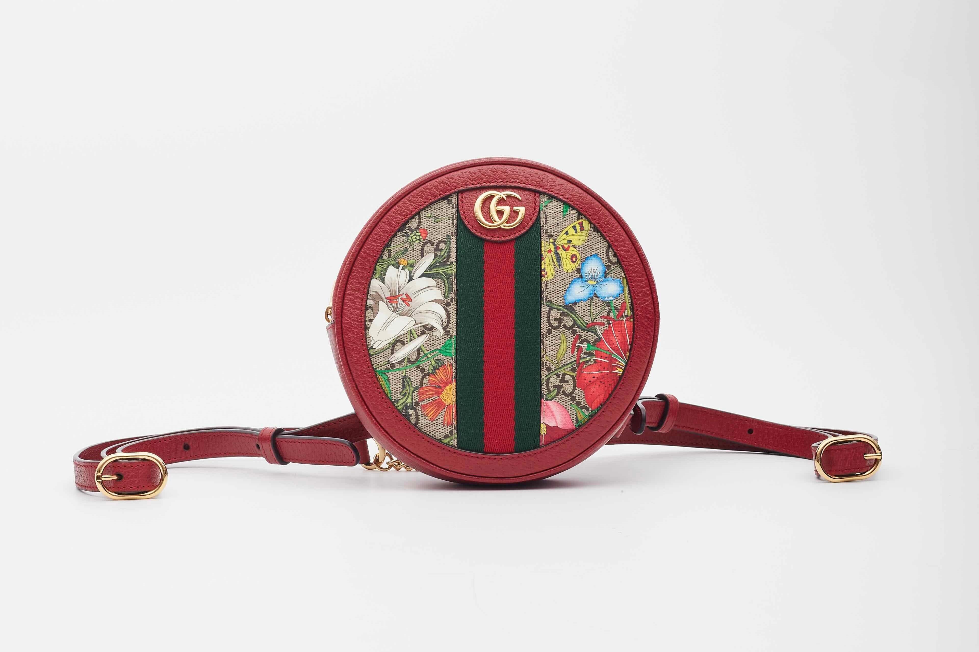 Brown Gucci GG Supreme Floral Print Mini Ophidia Backpack For Sale