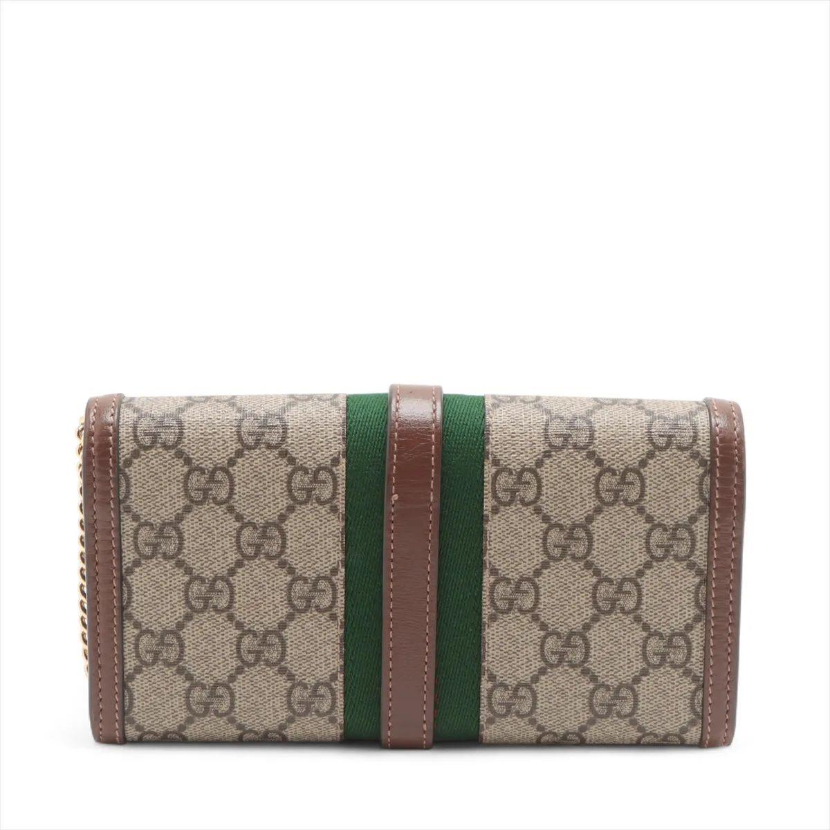 Gucci GG Supreme Jackie Leather Chain Wallet Bag Beige Bon état - En vente à Humacao, PR