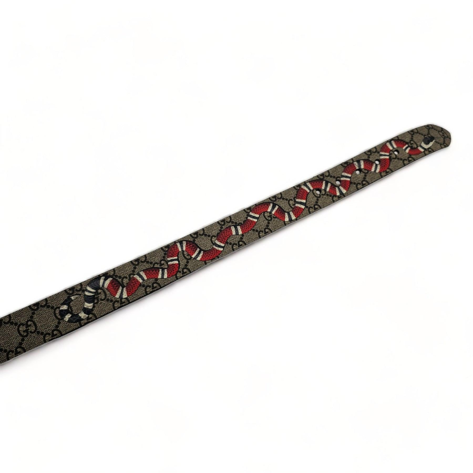 Gucci GG Supreme Kingsnake Brown Belt In Excellent Condition For Sale In Los Angeles, CA