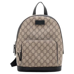 Gucci GG Supreme Leather Backpack Beige Brown Ebony