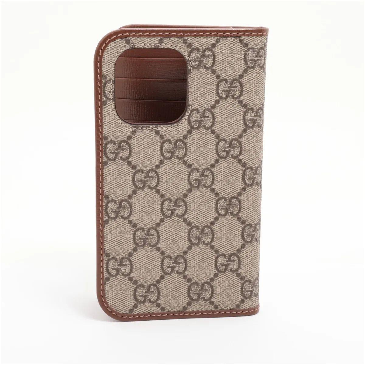 Gucci GG Custodia in pelle per iPhone15 Pro Beige x Marrone In condizioni buone in vendita a Humacao, PR
