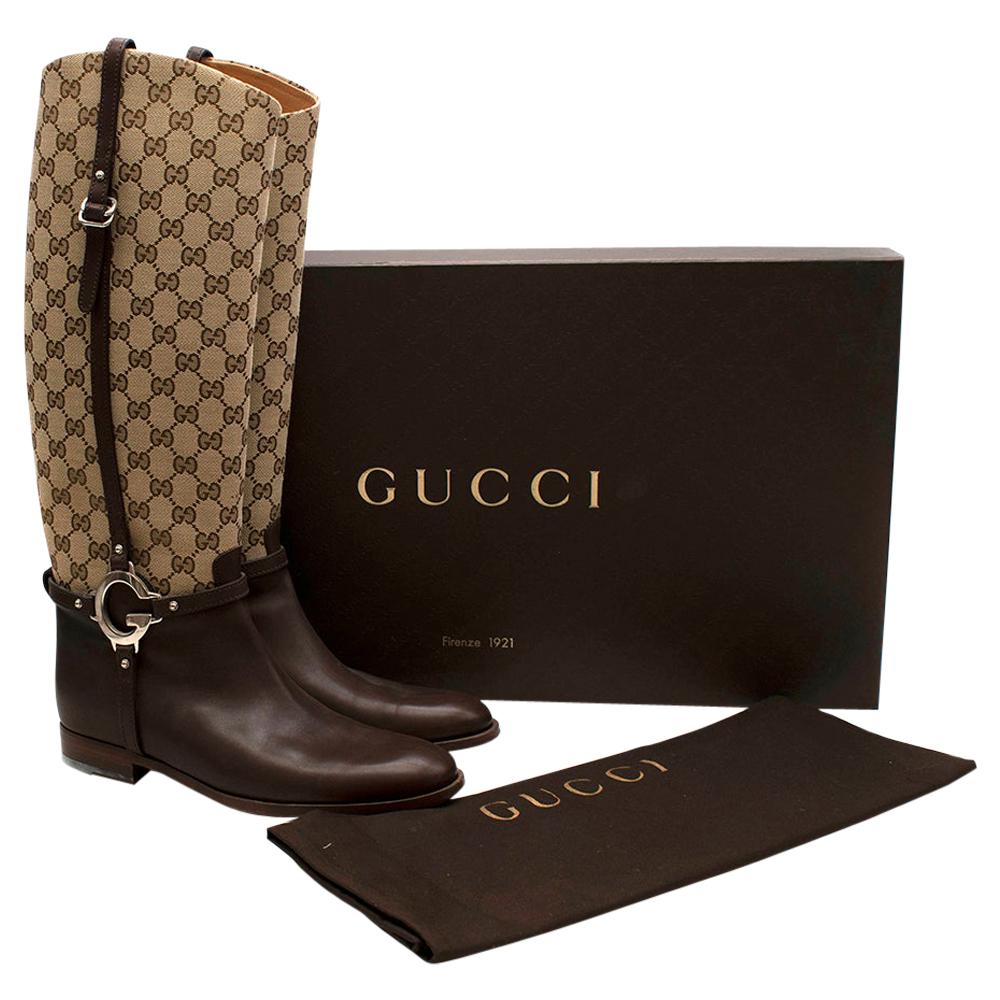 Gucci GG Supreme Leather Knee High Boots - Size EU 40