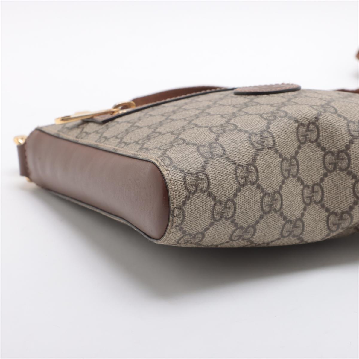 Gucci GG Supreme Leather Shoulder Bag Brown (Sac à bandoulière en cuir) Pour femmes en vente