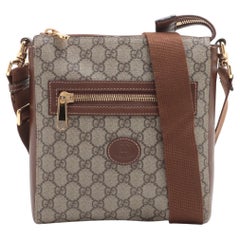 Gucci GG Supreme Leather Shoulder Bag Brown